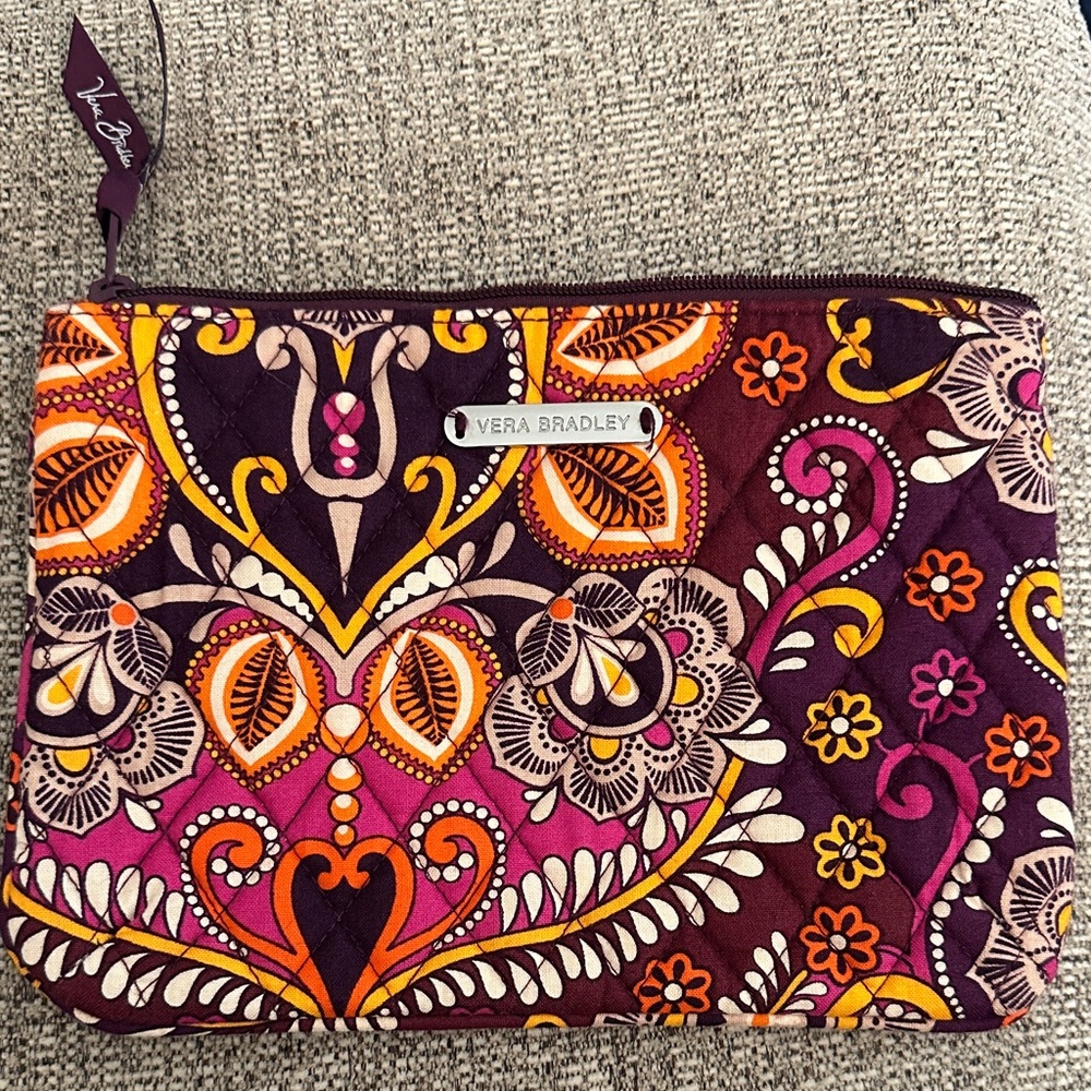 Vera Bradley Purple and Orange Floral Cosmetic Bag